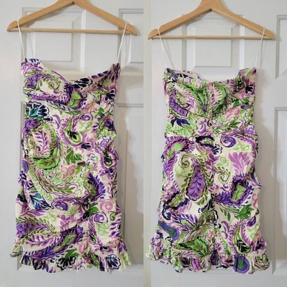 Zara Printed Draped Mini Dress M NWT - Picture 4 of 9